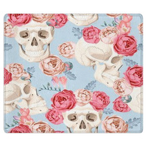 Skulls And Roses Seamless Rugs 105276807