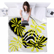 Skunk And Yellow Flowers Blankets 5291509