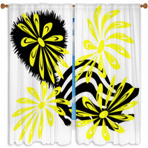 Skunk And Yellow Flowers Window Curtains 5291509