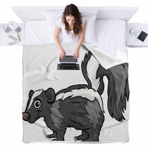 Skunk Animal Cartoon Illustration Blankets 66022637