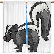 Skunk Animal Cartoon Illustration Window Curtains 66022637