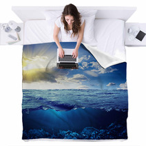 Sky, Waterline And Underwater Background Blankets 44210751