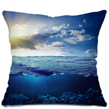 Sky, Waterline And Underwater Background Pillows 44210751