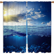 Sky, Waterline And Underwater Background Window Curtains 44210751