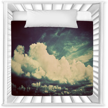Sky With Fluffy Clouds. Retro, Vintage Style Nursery Decor 61554559