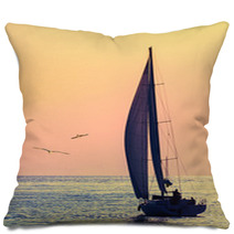 Skyline Sailboat And Two Seagull Pillows 53971724