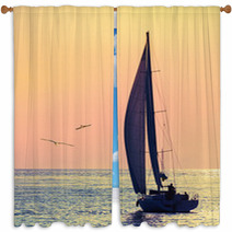 Skyline Sailboat And Two Seagull Window Curtains 53971724