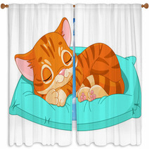 Sleeping Kitten Window Curtains 47617405