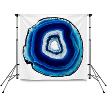Slice Of Blue Agate Crystal  On  White Background Backdrops 51030742