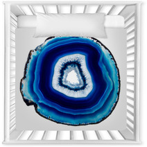 Slice Of Blue Agate Crystal  On  White Background Nursery Decor 51030742