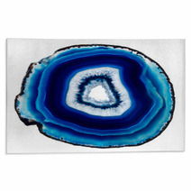 Slice Of Blue Agate Crystal  On  White Background Rugs 51030742