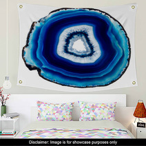 Slice Of Blue Agate Crystal  On  White Background Wall Art 51030742