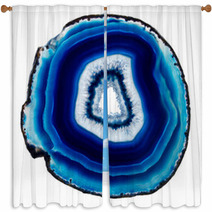 Slice Of Blue Agate Crystal  On  White Background Window Curtains 51030742