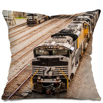 Slow Moving Coal Wagons On Railway Tracks Pillows 66807178