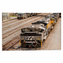 Slow Moving Coal Wagons On Railway Tracks Rugs 66807178
