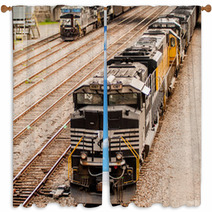 Slow Moving Coal Wagons On Railway Tracks Window Curtains 66807178