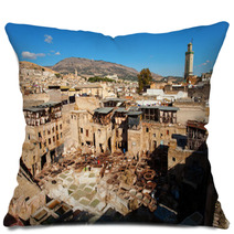 Small Tanneries Of Fes, Morocco, Africa Pillows 63986220