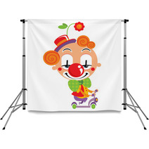 Smiley Face Clown Party Time Performance With A Scooter Backdrops 53678951
