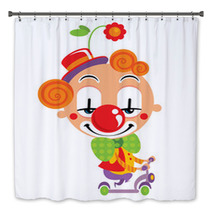 Smiley Face Clown Party Time Performance With A Scooter Bath Decor 53678951