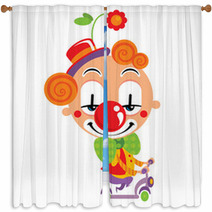 Smiley Face Clown Party Time Performance With A Scooter Window Curtains 53678951