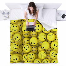 Smileys Show Happy Cheerful Faces Blankets 57019586