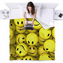 Smileys Showing Happy Cheerful Faces Blankets 57262074