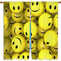 Smileys Showing Happy Cheerful Faces Window Curtains 57262074