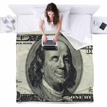 Smiling Ben Franklin With Wink Blankets 184979302