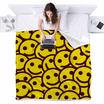 Smiling Emoticons. Seamless Pattern. Blankets 61248880