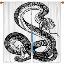 Snake Black White Window Curtains 63047604