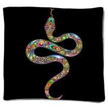 Snake Psychedelic Art Design-Serpente Simbolo Psichedelico Blankets 47879245