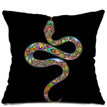 Snake Psychedelic Art Design-Serpente Simbolo Psichedelico Pillows 47879245