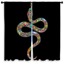 Snake Psychedelic Art Design-Serpente Simbolo Psichedelico Window Curtains 47879245