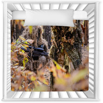 Sniper Hiding In The Bushes/Sniper In Camouflage Suit Hiding Among The Bushes In The Autumn Forest Nursery Decor 93951075