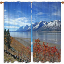 Snow Capped Rocky Mountains, USA Window Curtains 66237447