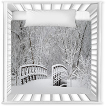 Snow Covered Foot Bridge And Forest Nursery Decor 71626310