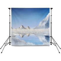 Snow Covered Mountains Reflected In A Frozen Lake Backdrops 33476936