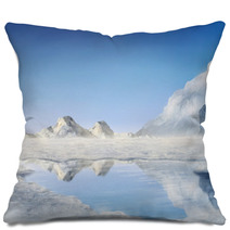 Snow Covered Mountains Reflected In A Frozen Lake Pillows 33476936