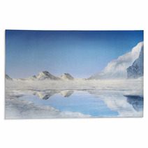 Snow Covered Mountains Reflected In A Frozen Lake Rugs 33476936