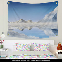 Snow Covered Mountains Reflected In A Frozen Lake Wall Art 33476936
