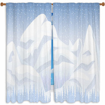 Snow Mountain Landscape Window Curtains 72622284