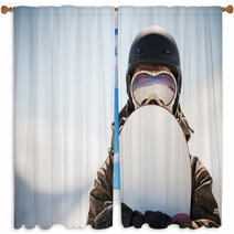 Snowboard And  Snowboarder Window Curtains 49934781