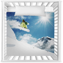 Snowboarder At Jump Inhigh Mountains Nursery Decor 34235418