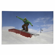 Snowboarder In Park Rugs 50812448