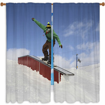 Snowboarder In Park Window Curtains 50812448