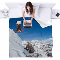 Snowboarder In The Sky Blankets 60193790