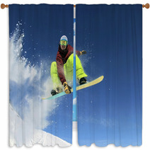 Snowboarder In The Sky Window Curtains 42975067