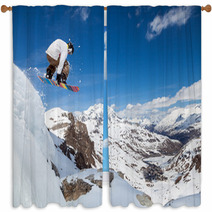 Snowboarder In The Sky Window Curtains 59930592