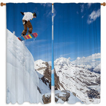 Snowboarder In The Sky Window Curtains 60193790