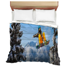 Snowboarder In The Trees Bedding 48488672